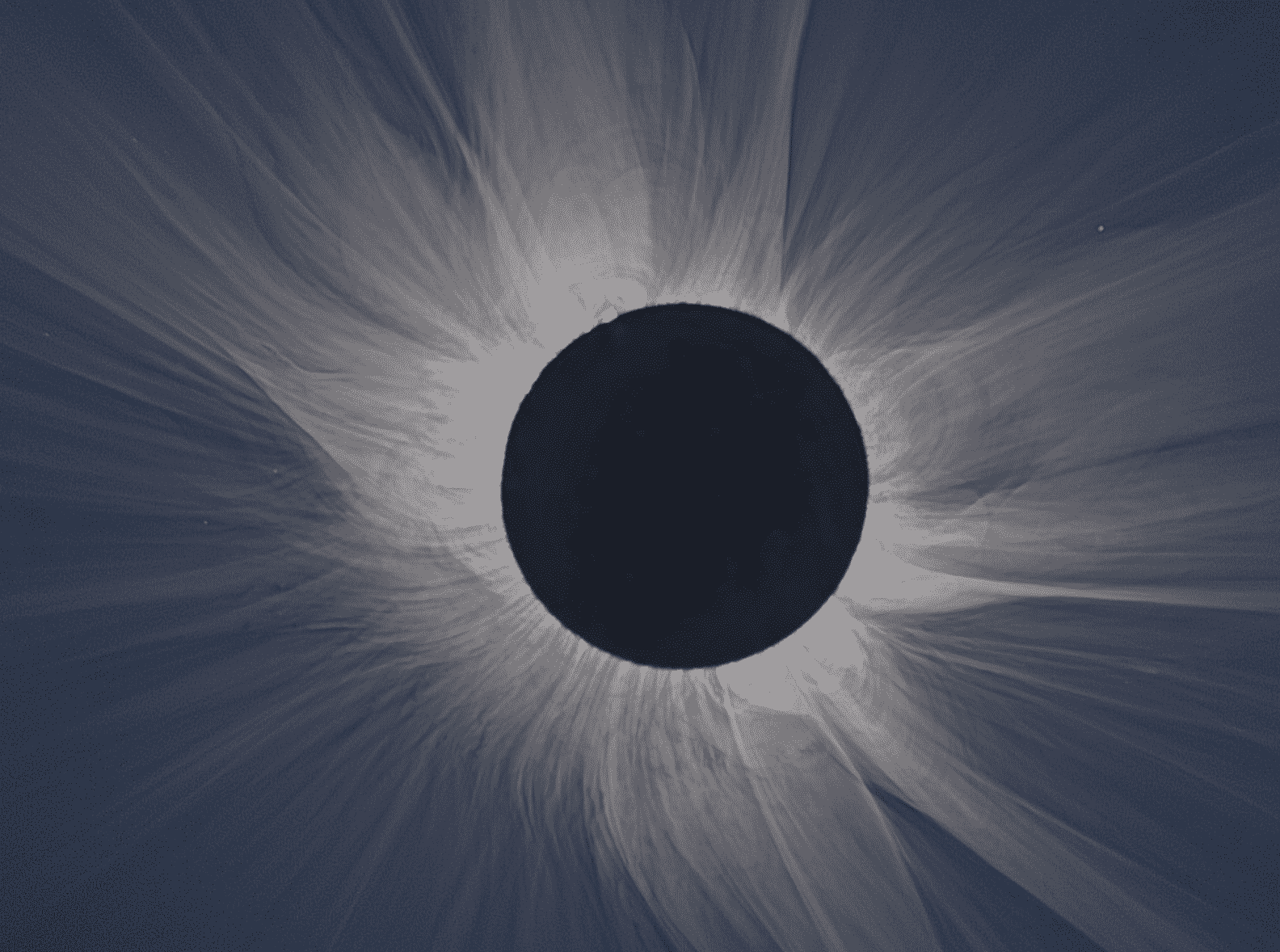 During the totality of the solar eclipse, the sun's outer atmosphere can be seen.